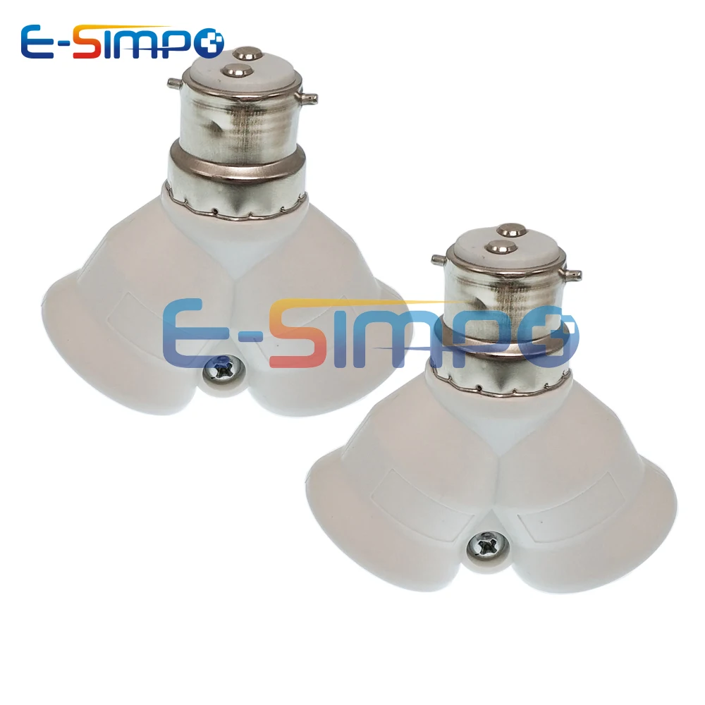 2pcs B22 To 2E27 Light Socket Splitter Adapter High Quality Fireproof PBT CFL LED Bayonet Lamp Base Bulb Holder Converter