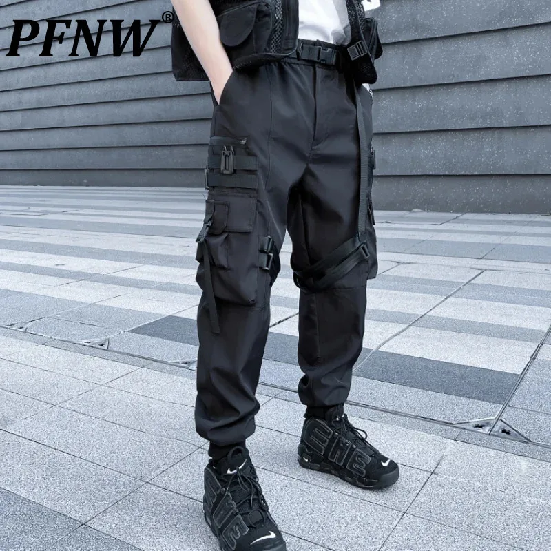 PFNW Men's Darkwear Three-dimensional Pockets Dark Pencil Cargo Pants Outdoor Sportwear Popular Safari Style Trousers 12A8141