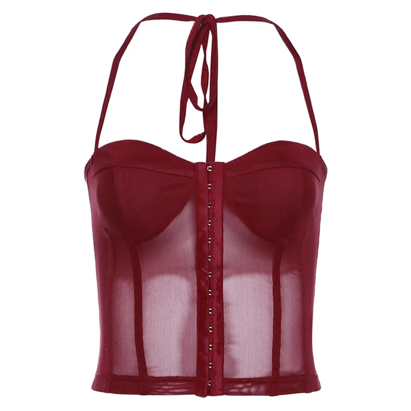 セクシーなピュアカラータイネトップ女性のニットチューブトップストラップサマークロップトップ薄い素材中国生産