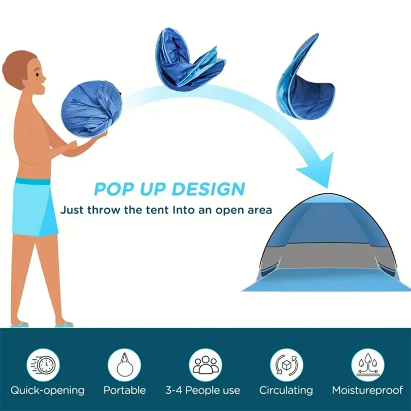 amping AcQuick Set Up Pop Up Beach Tent Portable Sun Shade Shelter Outdoor Camping Fishing Canopy Ccessories Sturdy Construction