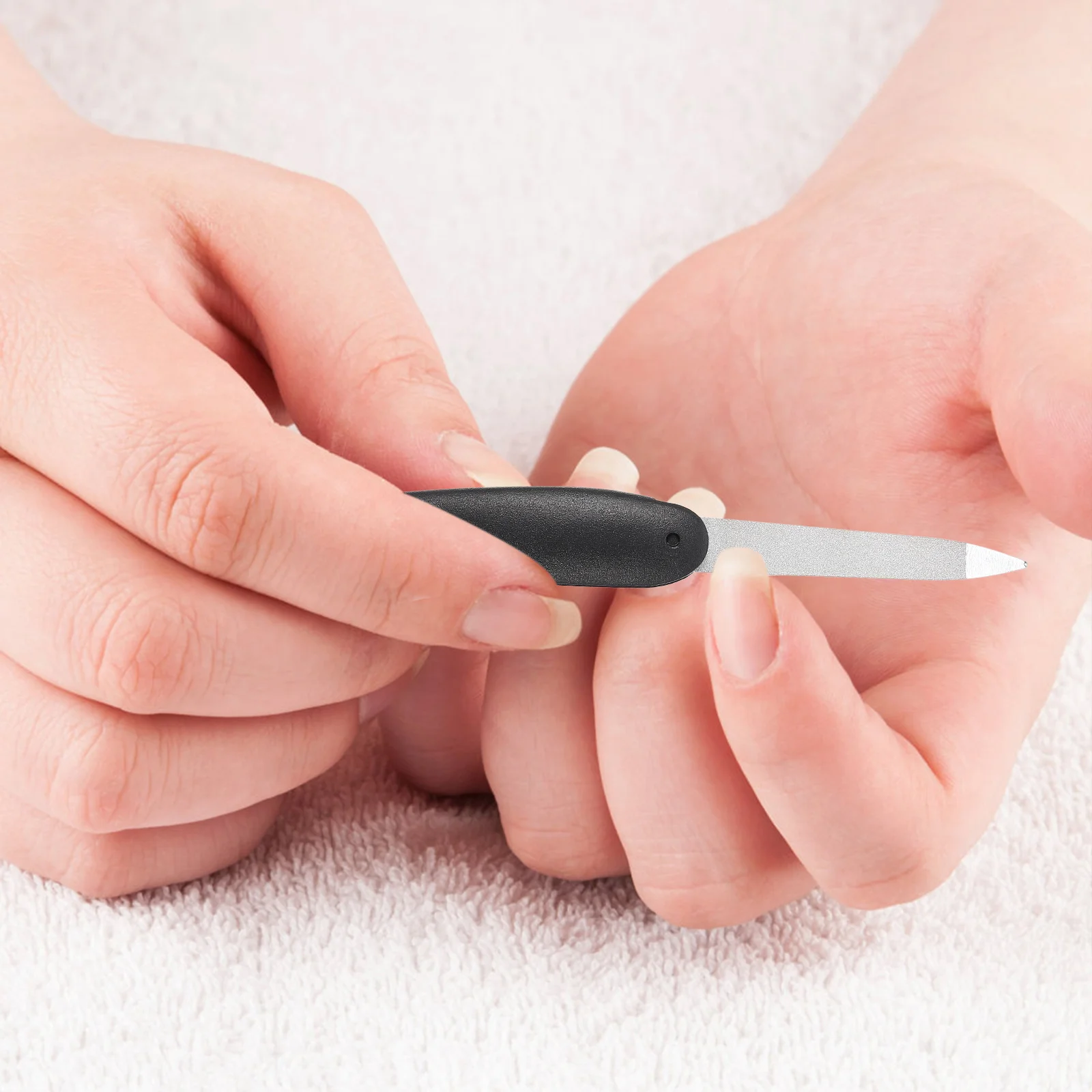 6 個小さな爪やすり折りたたみ金属爪やすり再利用可能なマニキュアペディキュアツール爪研磨整形バッファストリップ湾曲