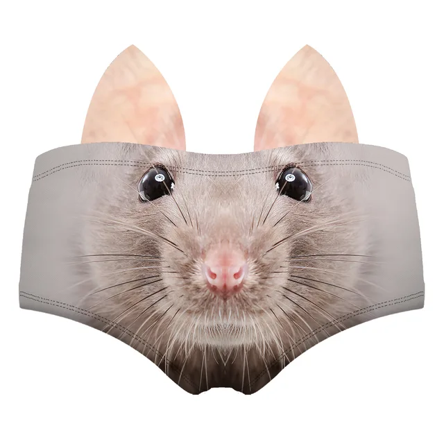 Śliczne zwierzęce drukowane figi 3D Stereo uszy bielizna damska seksowne seksowne majtki z niskim stanem owinięte pośladki kobiece kalesony