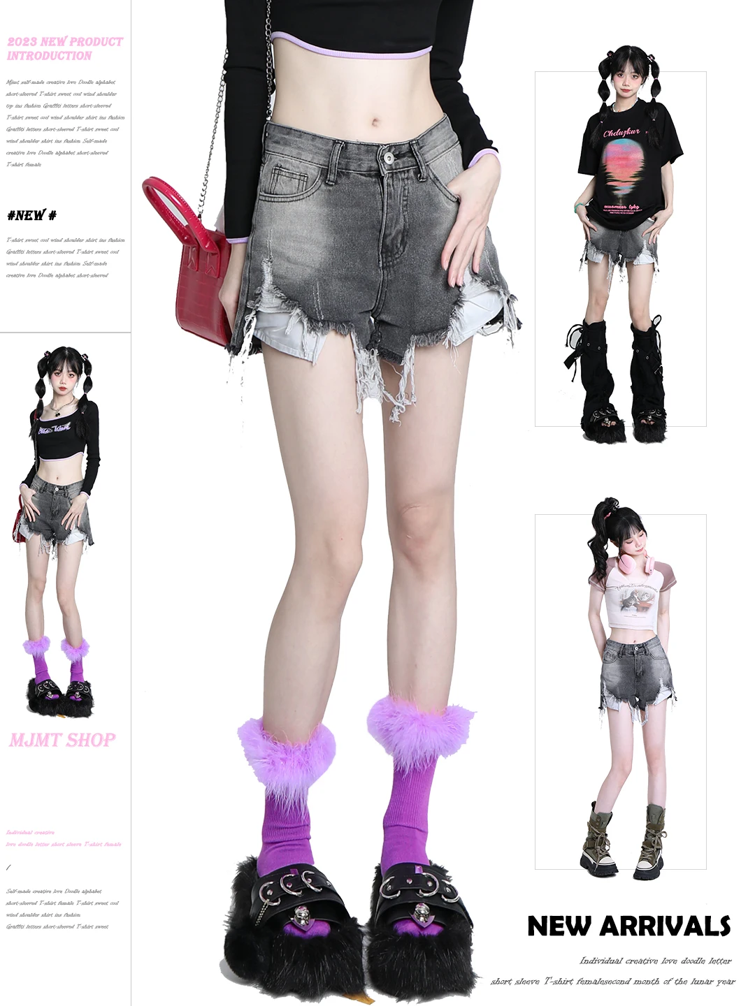 High Waist Short Shorts Women's Jeans Summer New Style A-Line Versatile Slimming Pants Washed Ripped Frayed Denim Shorts