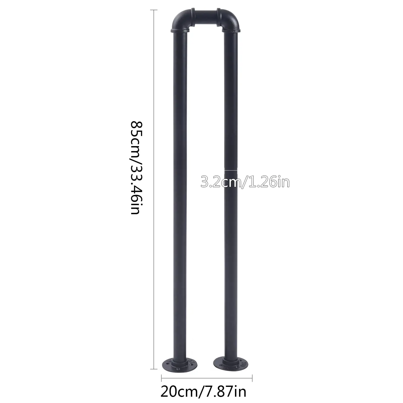 Corrimano per scale a forma di U, ringhiera industriale da 33,5 pollici, barra di sostegno antiscivolo per giardino interno o esterno, loft, corridoio, villa, hotel, anziani