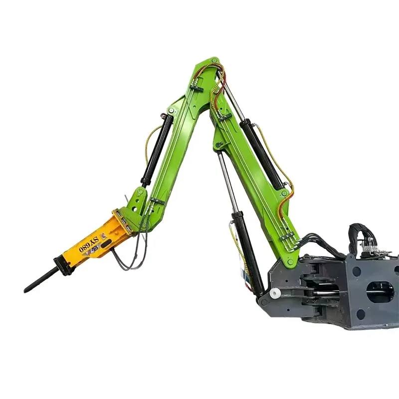 Customized Heavy-Duty Fixed Boom With Hydraulic Stone And Concrete Crusher System For Quarry And Mining Applications