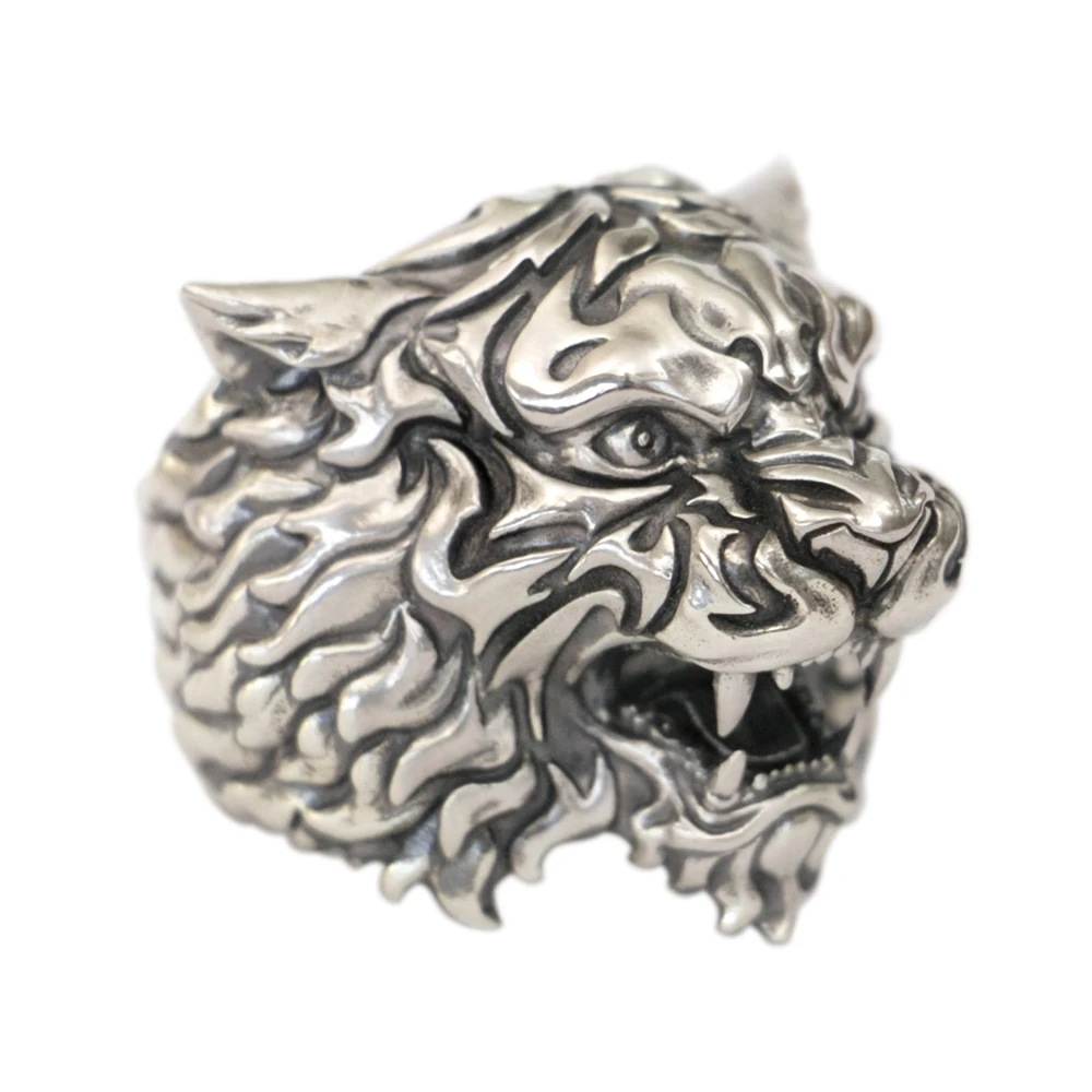 925 Sterling Silver Armored Tiger Ring TA398 US Size 7~16