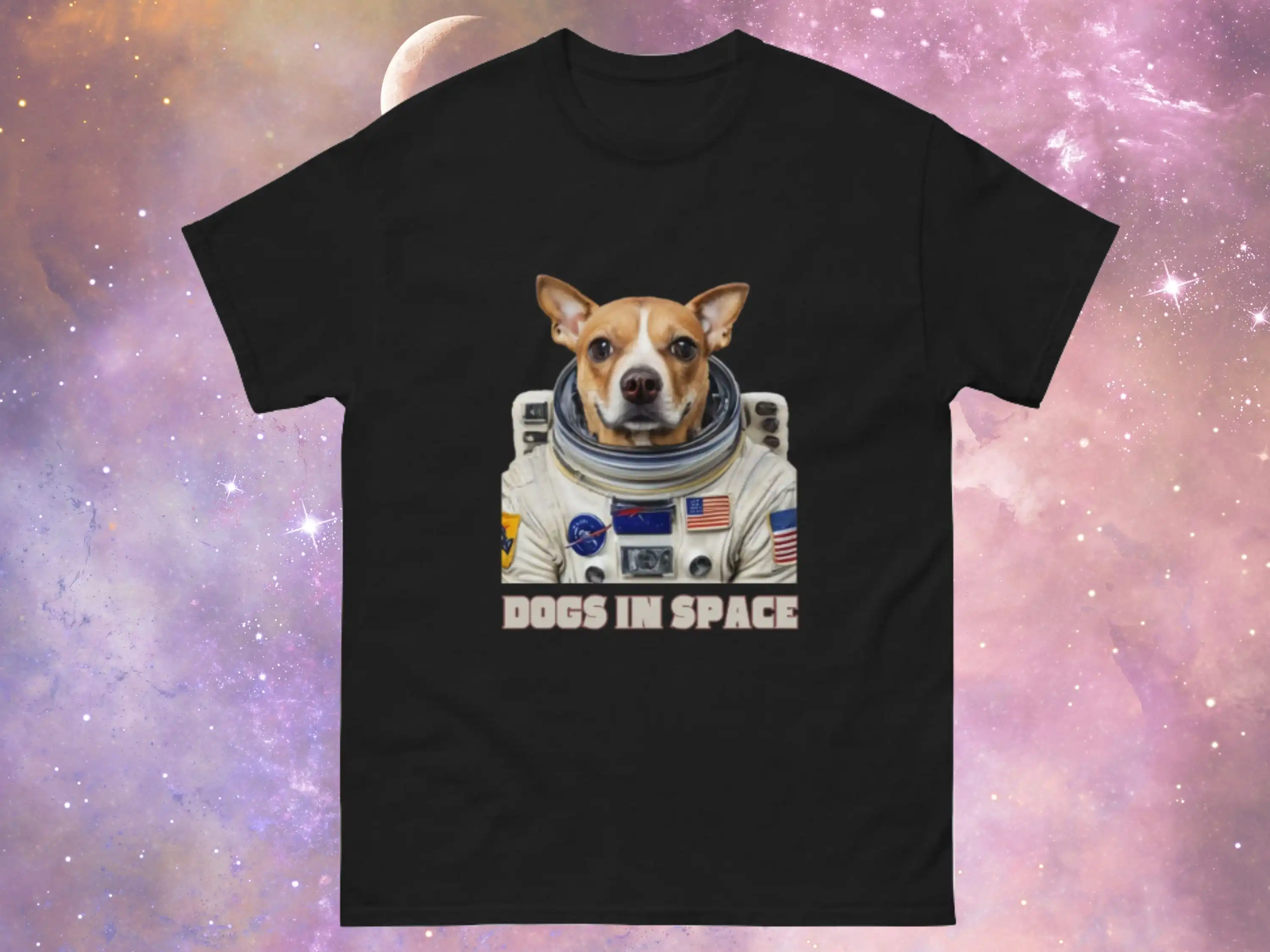 Dog Lover T Shirt Dogs In Space Birthday For Chihuahua Owner Astronaut Puppy Doggy Enthusiast Astronomer Dad Mum