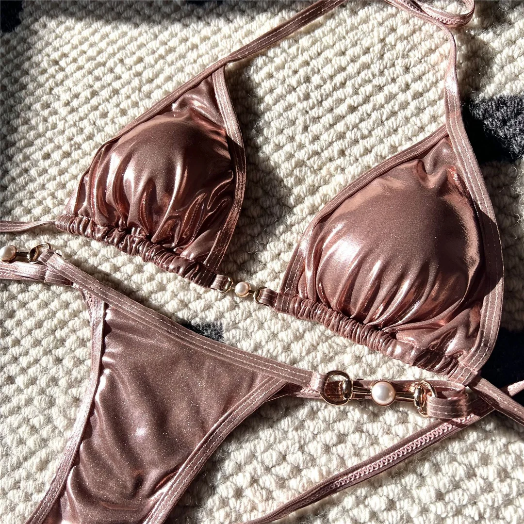 PU-Kunstleder-Neckholder-Mini-Tanga-Bikini Damen-Badebekleidung Zweiteiliger Bikini-Set Badeanzug Schwimmanzug V5206W – Detail 31