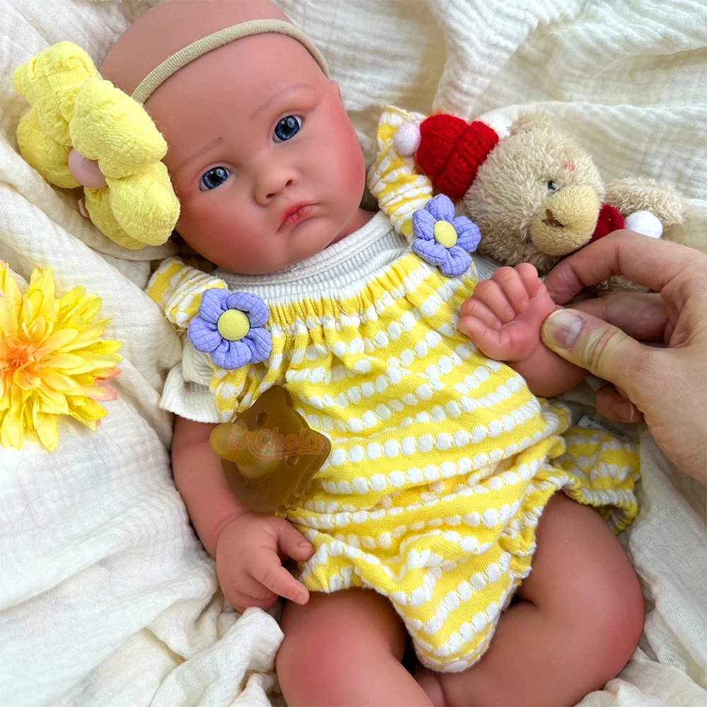 Chubby Silicone Reborn Babe Doll 18inch Pouting Mouth Newborn Girl Doll Bald Interactive Doll Gifts