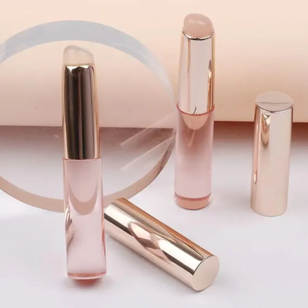 커버가 있는 라운드 헤드 실리콘 립 브러시, 업그레이드된 각진 컨실러 브러시, 립 글로스 다용도 립스틱 메이크업 브러시