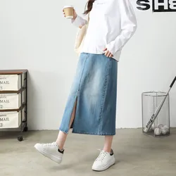 Maternity Spring and Autumn Pregnant Women's Half Denim Skirt High Quality Elastic Maternity Elegant High Waist Women Half Skirt