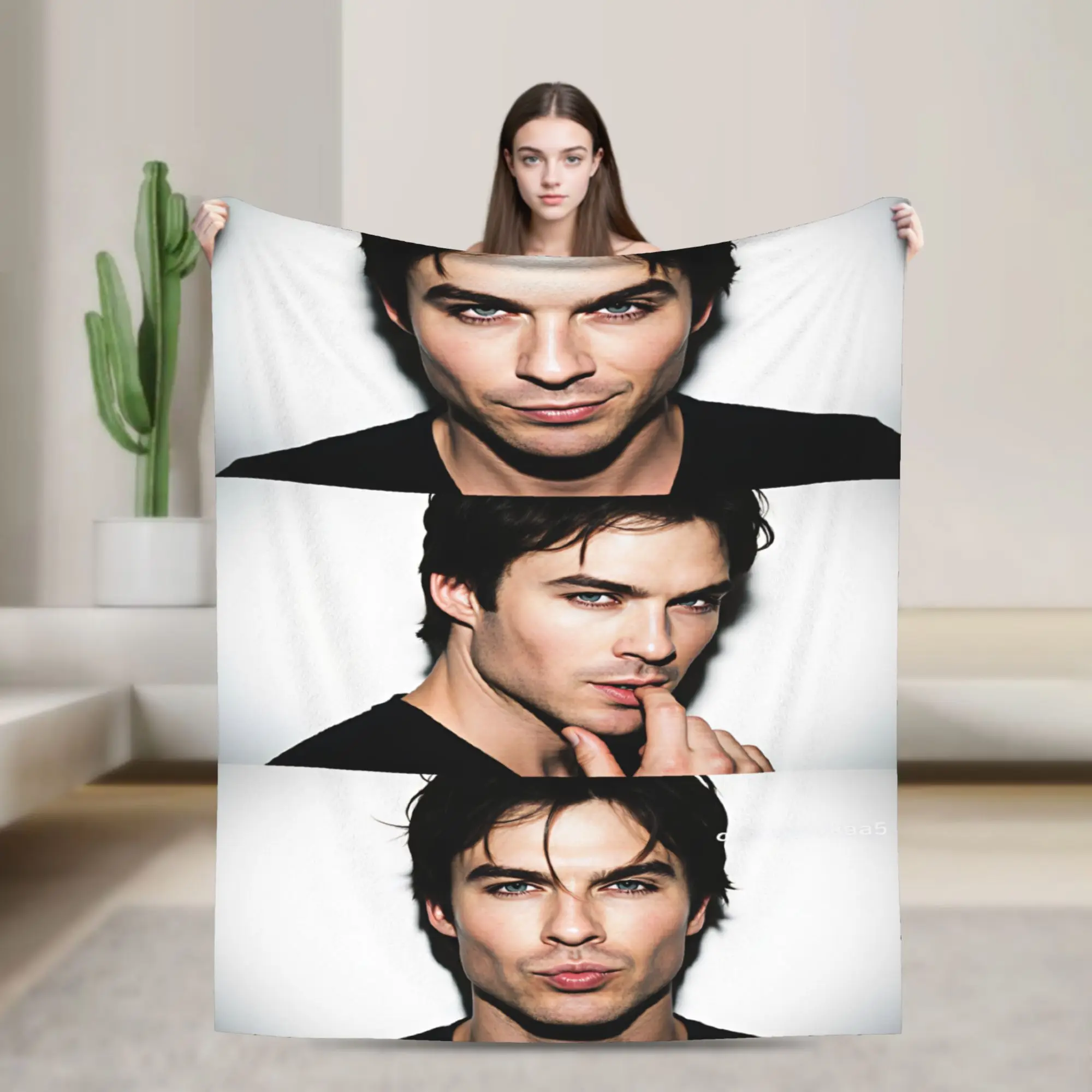 Ian Somerhalder Blanket  Picnic Flannel Bedding Throws For Bedroom Soft Customized Quality Bedspread Gift Idea