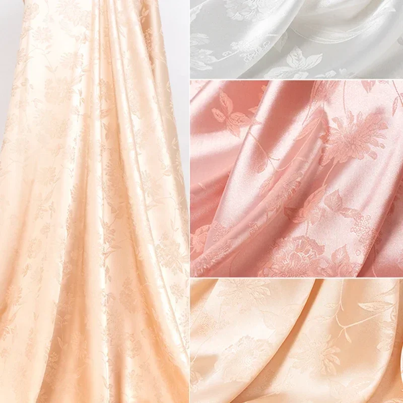 Soft Flower Branch Pattern Jacquard Fabric for Clothes Dress Skirt Cheongsam DIY Sewing Vintage Textile Acetic Acid Satin Fabric