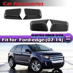 2Pcs Fit For Ford Edge 2007-2014 Rearview Mirror Cover Housing Carbon Fiber/Glossy Black Side Wing Mirror Case Trim Accessories