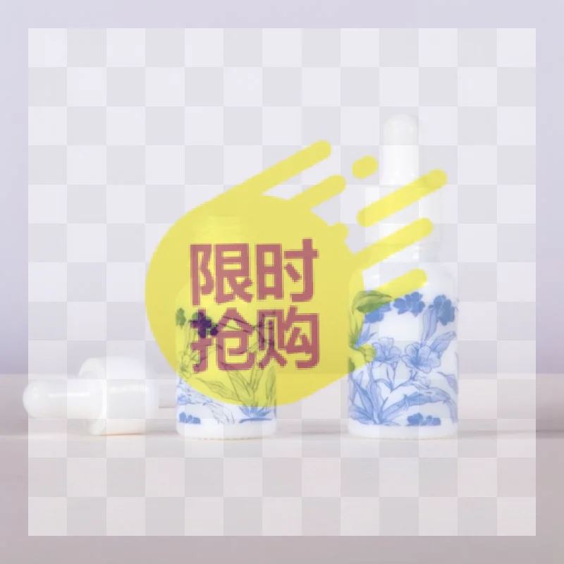 【HBA】Blue White Floral Print Glass Essential Oil Dropper Bottles With Leak Proof Lids Perfect For Aromatherapy Storing Skincare