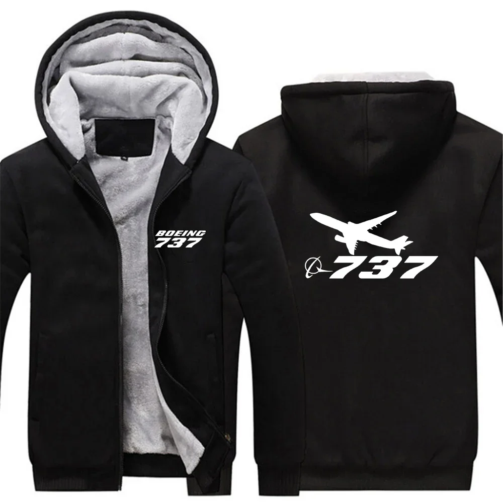 

2024 New Boeing 737 767 Spring and Autumn Men's Windproof Thickened Printing Zipper Hoodies Warm Coat Comfortable Versatile Coat