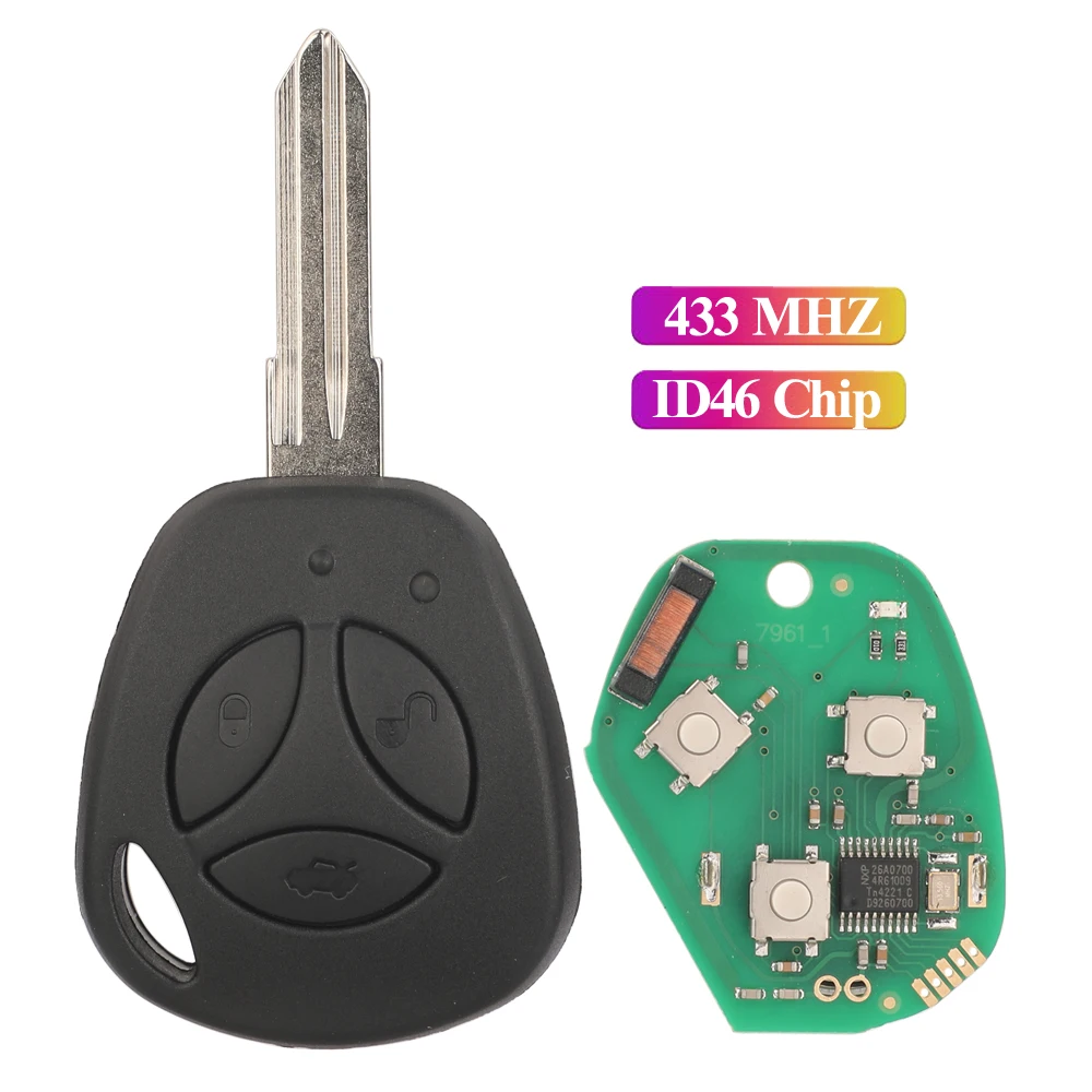 

Jingyuqin 3 Button Remote Car Key Fob 433MHz ID46 Chip For Lada Priora Sedan Sport Kalina Granta Vesta X-Ray Xray