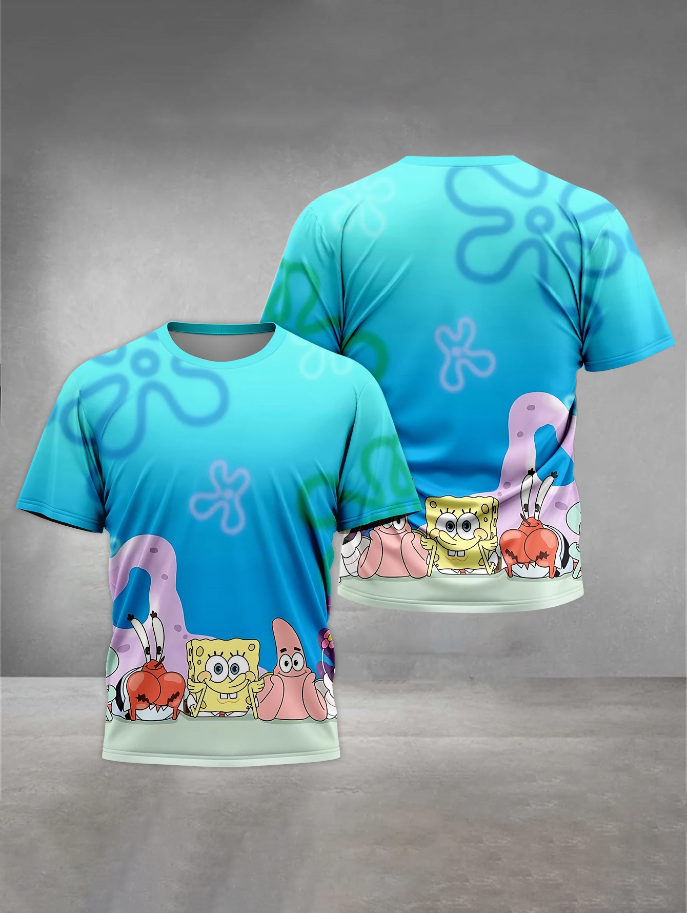 Cartoon S-SpongeBobs 3D Print Baby Clothing 5 to 14 Years Male Outdoor Clothes for Children Boy Girl Child T-Shirt Top Shirts