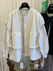 Loose Fake Two-Piece Jacket Women's Spring and Autumn Stitching Long-Sleeved Zipper Jacket