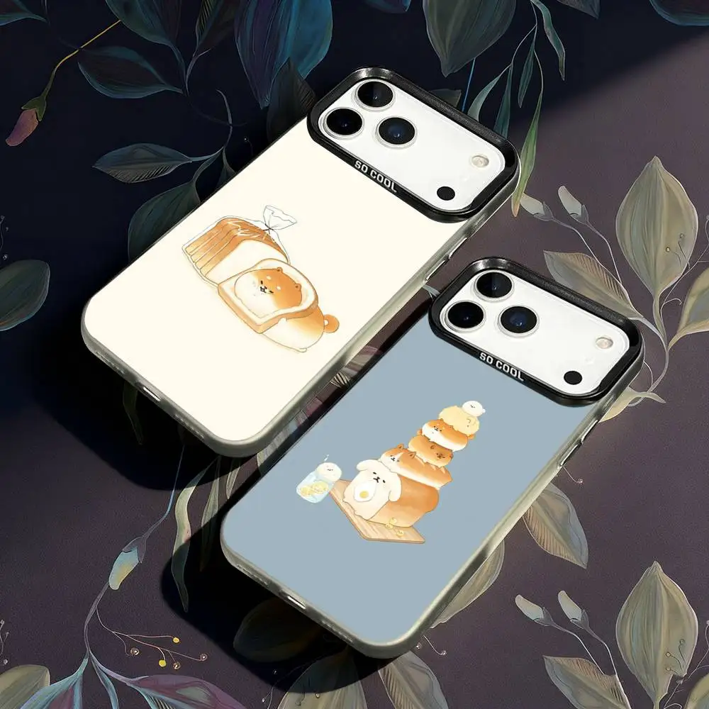 

Cute Bread Dog Phone Case For iPhone 17,16,15,14,13,12,X,8,Pro,Max,Plus,E,SE4,Air,Mini IMD Matte Black