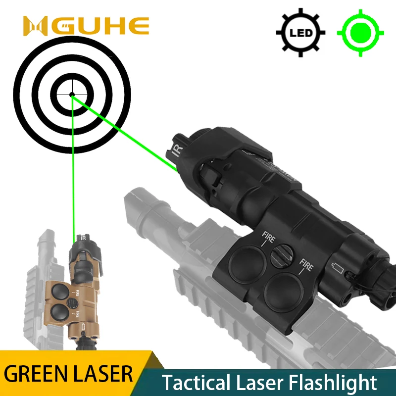 

Tactical Laser Aiming Flashlight, Flashlight Rail Mount, Left Right Side-to-side Interchange, Airsoft Weapon Green laser Light