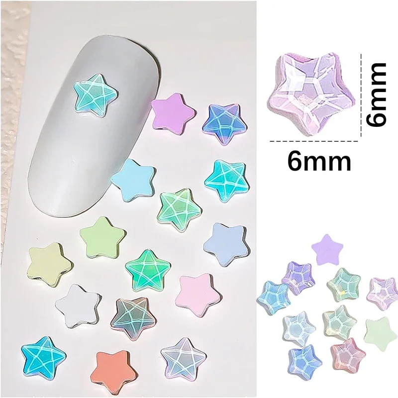 30Pcs Mixed Multi-Colors Glass Star DIY Crafts Accessories 6mm Flatback Mini Rhinestones For Nail Art  Accessories Manicure