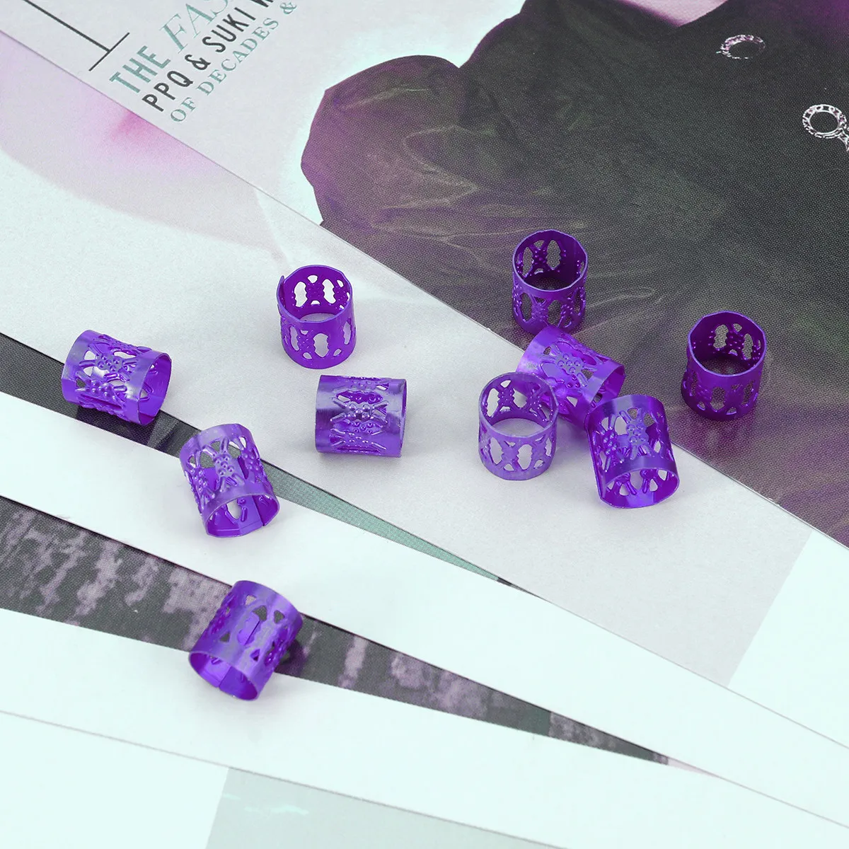 

10Pcs Adjustable Hair Rings Dreadlock Cuffs Aluminum Alloy 8Mm Diameter 10Mm Length Braiding Beads for Hair Twists Braids