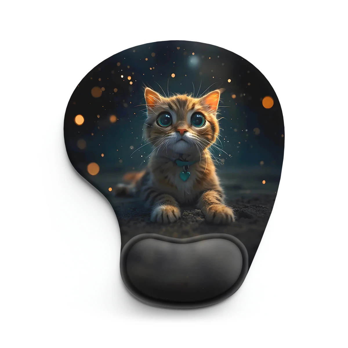 1pc Cat with Sparkling Eyes Mouse Pad Wrist Ergonomic Soft Anti-Slip Wrist Rest Support Mat Computer Mouse Pad for Office  PC