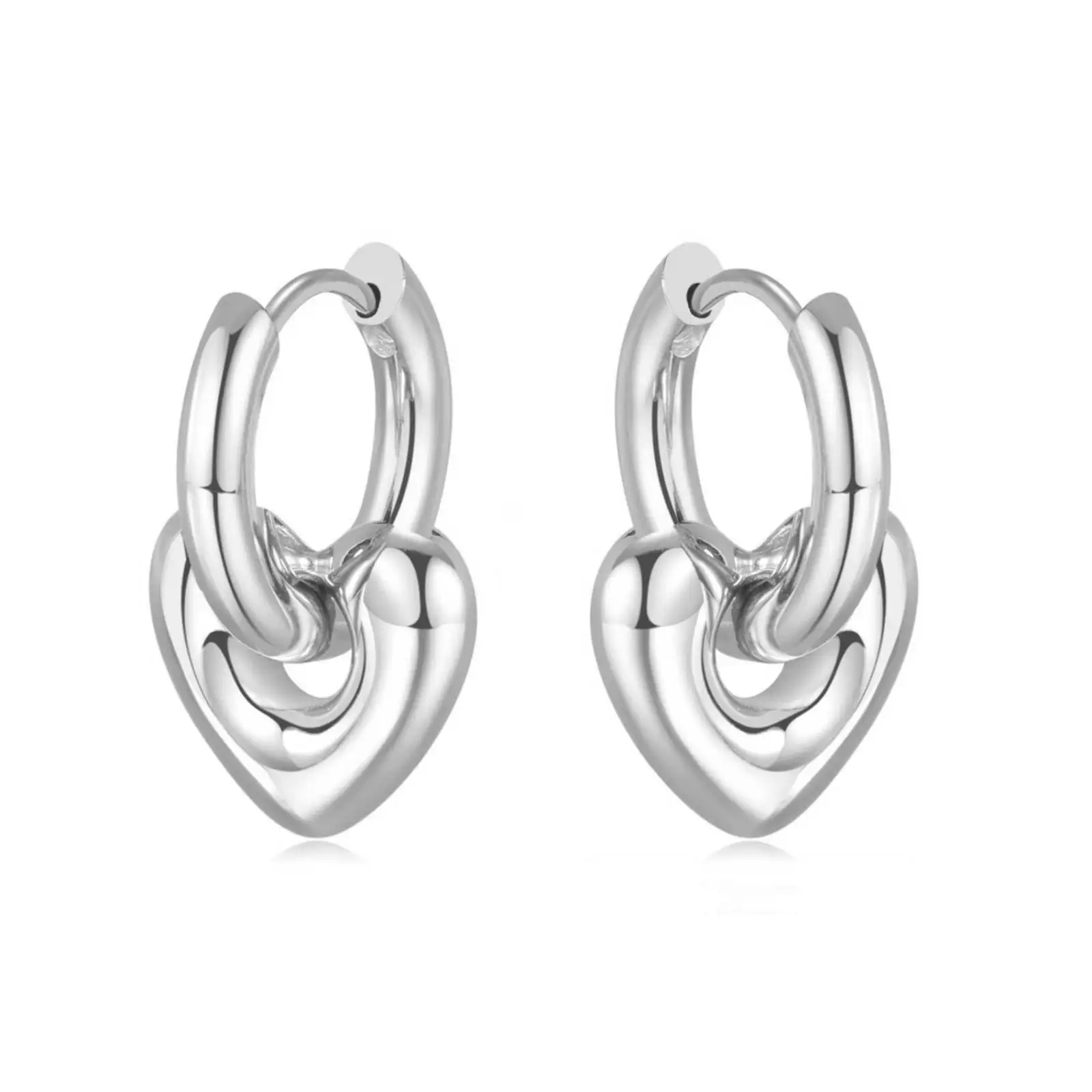 Herzförmige Creolen aus Edelstahl, Stern-Ohrhänger, Modeschmuck, Geschenk für Frauen – Detail 1