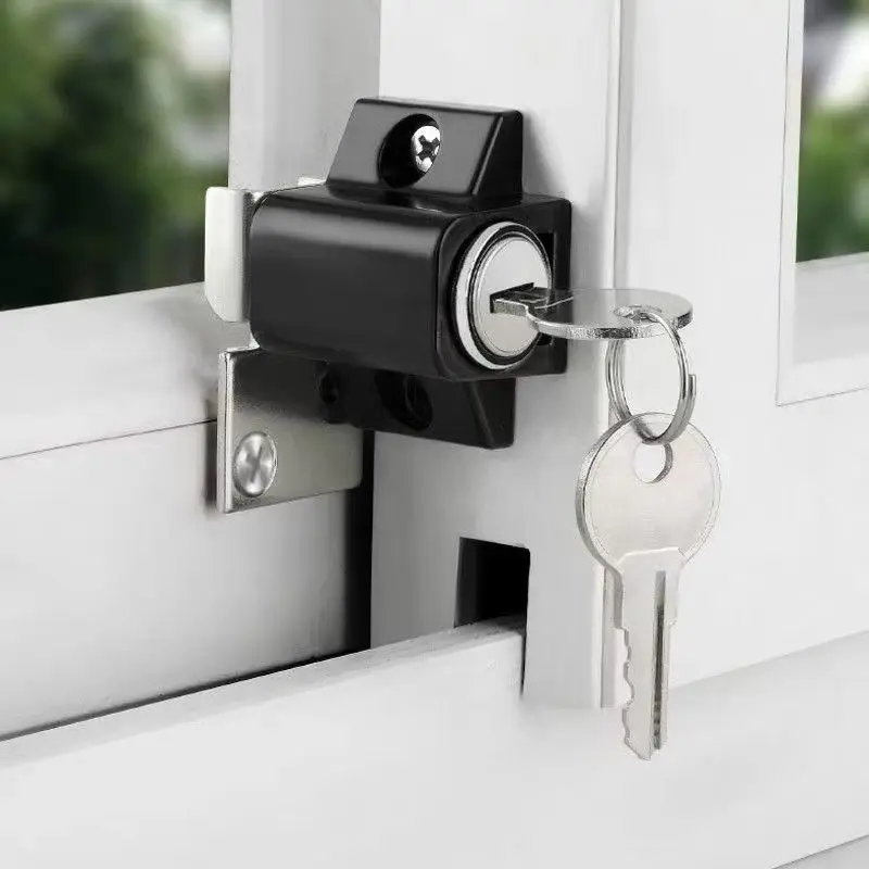 Aluminum Alloy Push-Pull Window Lock Safety Door Limiter Screen Fixed Buckle for Home Security