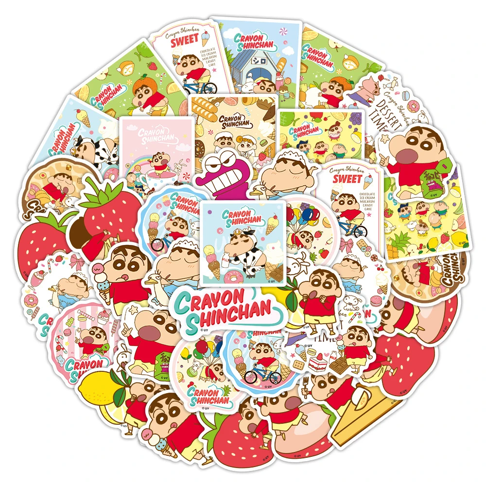 10/30/50pcs Cute Crayon Shin-chan Dessert Time Stickers Kawaii Cartoon Anime Decals Water Bottle Laptop Phone Sticker Kids Toy