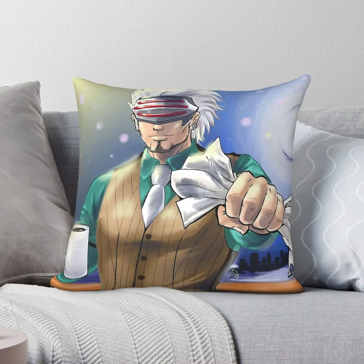 Ace Attorney Godot Pillowcase Polyester Linen Velvet Pattern Zip Decorative Bed Cushion Cover 18