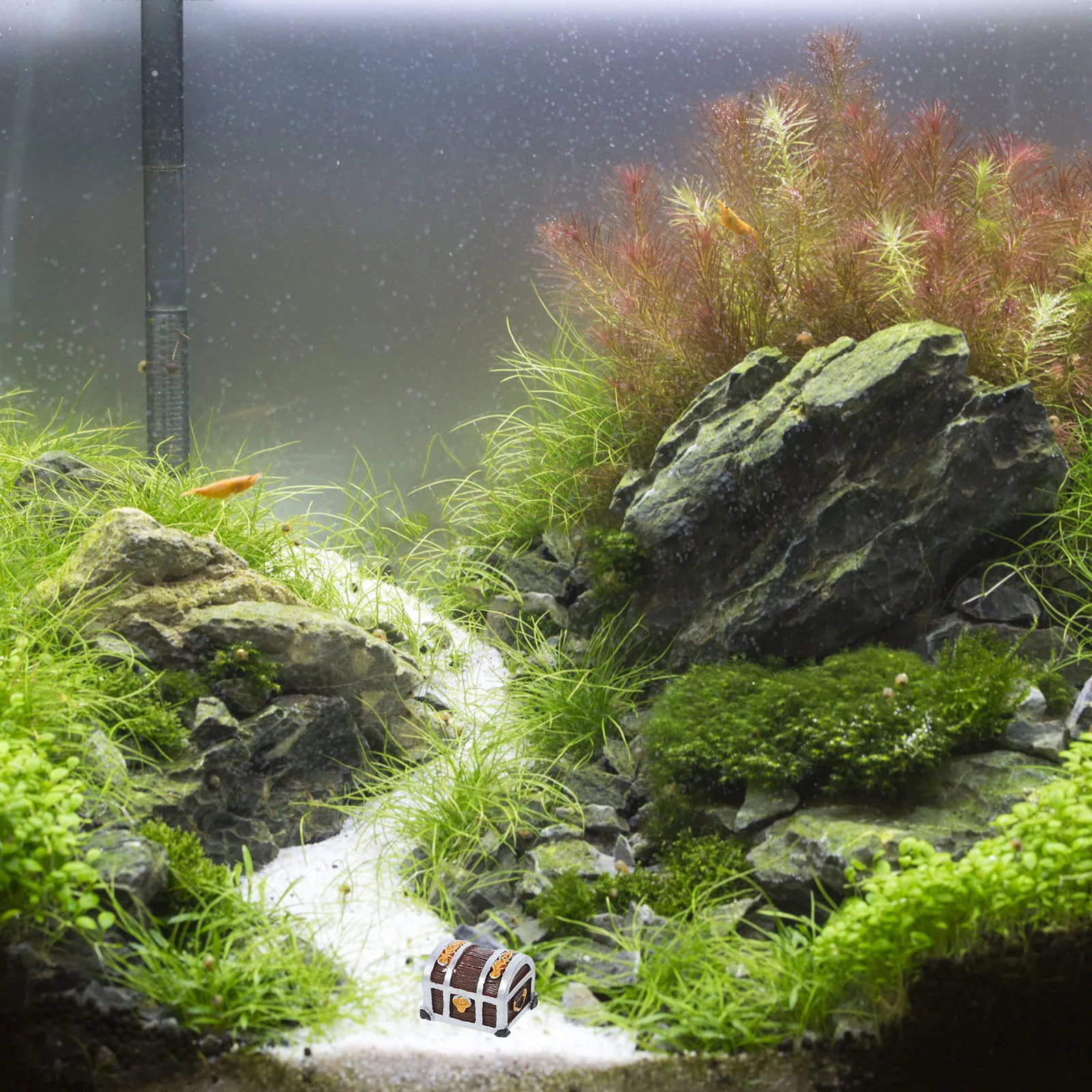 

4pcs Miniature Treasure Chest Resin Aquarium Decoration Style Fish Tank Decor Coins Display Case For Aquascaping Pet