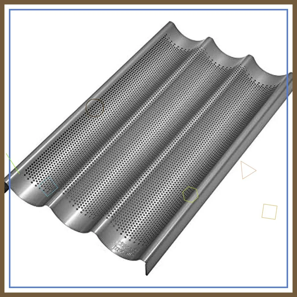 

Non-Stick Perforated Baguette Pan for Crisp Golden Crust, 16x9x1.5 Inches, Bakes 3 Loaves