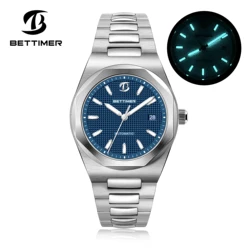 BETTIMER 2024 New 40MM Men's Automatic Mechanical Watch Sapphire AR 316L Stainless Steel Waterproof 10Bar Night Glow BGW9 reloj