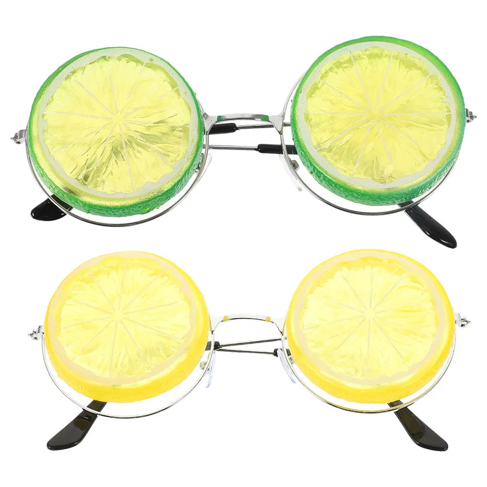 

2Pcs Lemon Shaped Eyeglasses Summer Party Funny Fruit Glasses Photo Prop Wedding Eyewear Party Glasses Fun Sunglasses Women