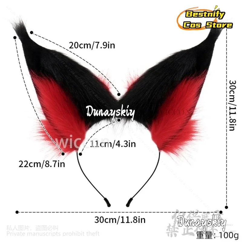 Cosplayanime alastooor cosplay peludo gato lobo raposa orelha de pelúcia cocar traje hotel preto para vermelho gradiente furrsuit bandana papel