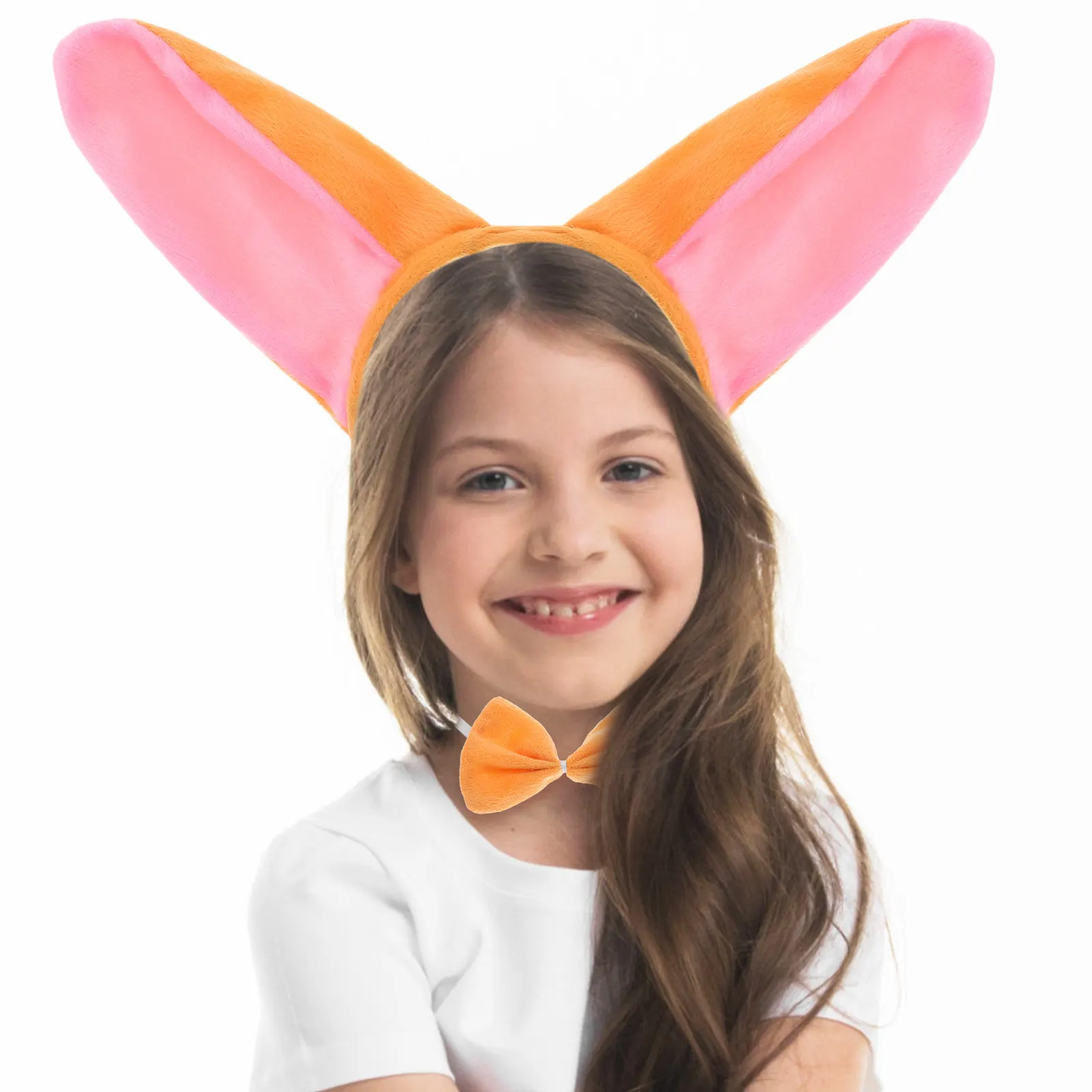 2Sets Children Animal Headband Donkey Ears Tail Bowtie Lightweight Secure Fit for Kids Performances Parties Everyday Play Farm
