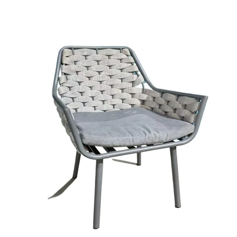 Outdoor garden furniture waterproof UV-proof braided rope chair high-quality aluminum frame