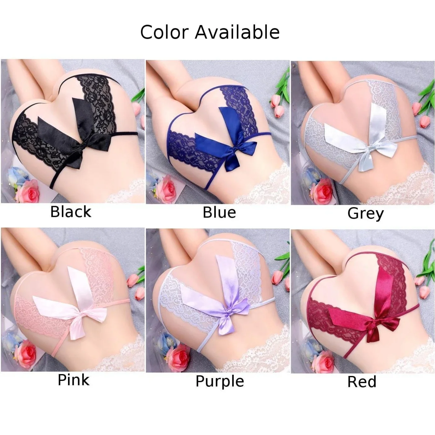 여성용 섹시한 Gstring 오픈 가랑이 팬티, 속이 빈 티팬티 붕대, 레이스 속옷, 시스루 자수