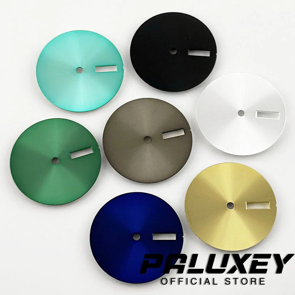 28.5MM Sun-ray Brushed Watch Dial Color Blank Dual Calendar Watch Dial for NH35 NH36 4R 7S Men's Mechanical Movement Replaceable
