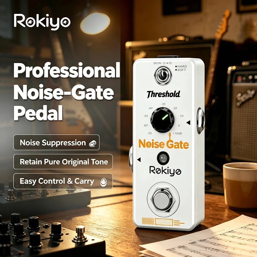 Rokiyo Noise Gate Pedal Studio Grade White Pure Noise Reduction Suppressor Guitar Effect Stompbox Alloy Guitar Bass Accessories
