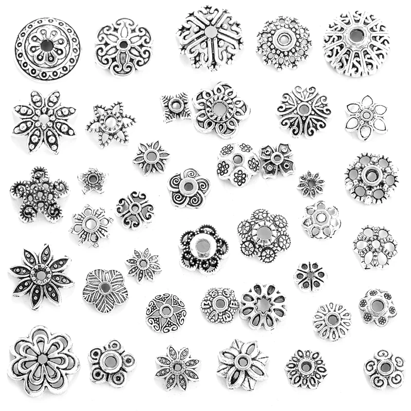 20-40pcs Mix Alloy Flower Holder Partition Bead Cap Bead Holder Cap DIY Step Shaking Hairpin Hairpin Crown Accessories V149