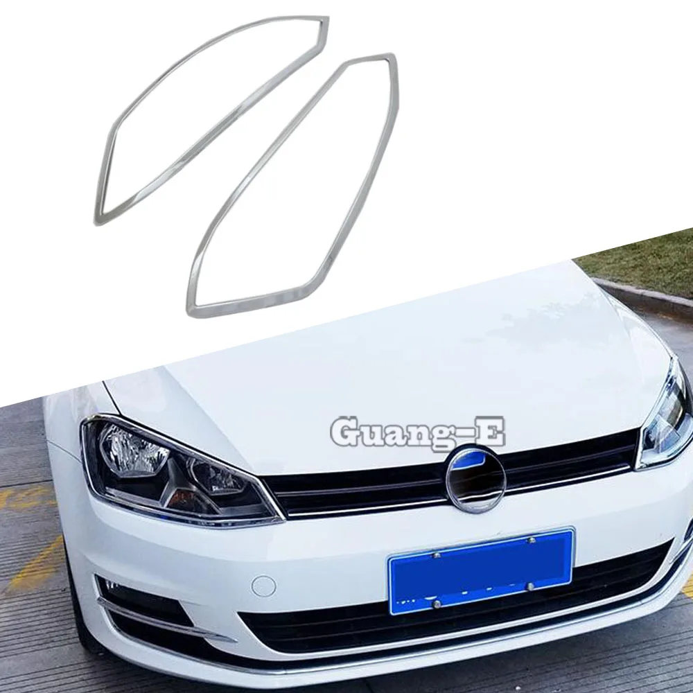 

For VW Volkswagen Golf7 Golf 7 2014 2015 2016 2017 2018 Car Body Front Head Light Lamp Hoods Frame Stick ABS Chrome Trim Panel