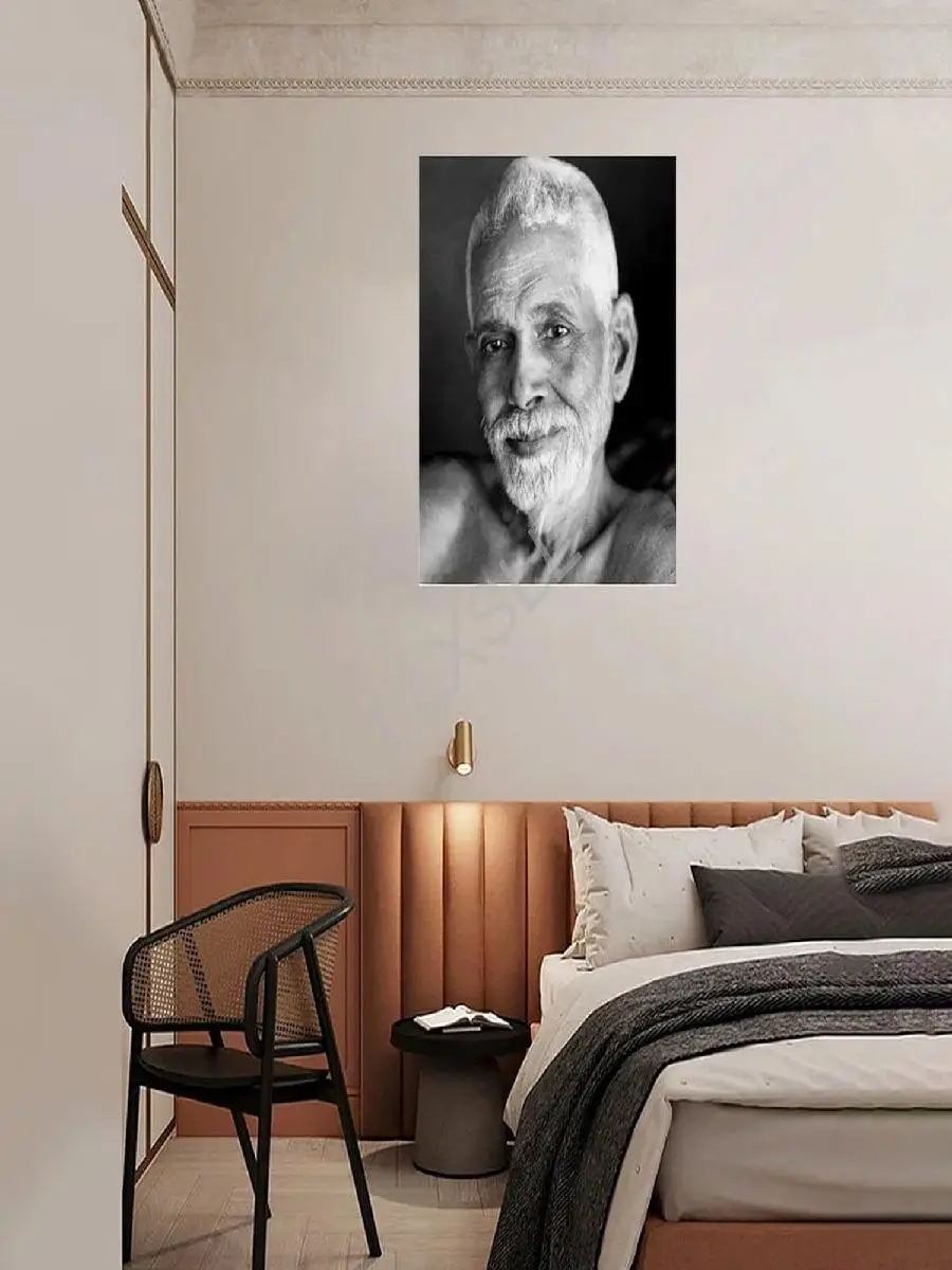 Ramana Maharshi Canvas Poster  Vintage BW Hindu Guru Wall Art Unframed xinch Living Room  Bedroom Decor