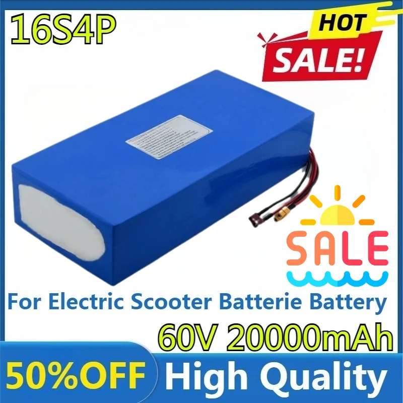 

60V 100Ah 16S4P 2000W Lithium-ion Battery New For Electric Scooter Batterie, Pour Une Longue Durée De Vie De La Batterie