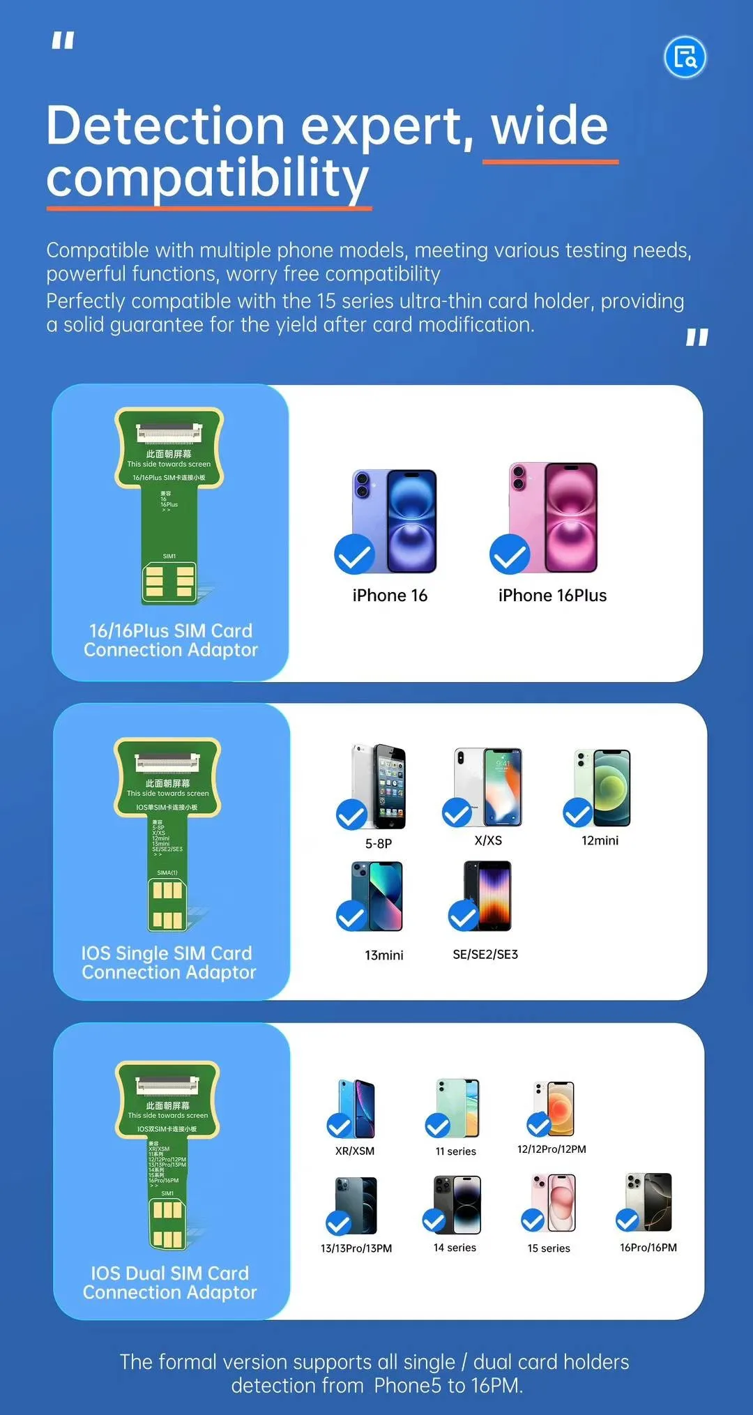 JCID SIM Card Holder Testing Board Set For iP6-16Pro Max Phone Quick Detection Master/Free Disassembly Plug Support TF Card