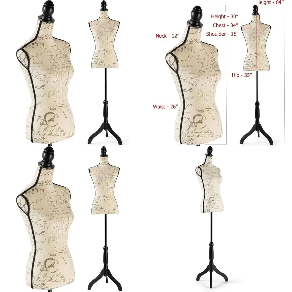 

Регулируемый по высоте женский манекен на треноге, 52-67 дюймов, бежевый, для демонстрации