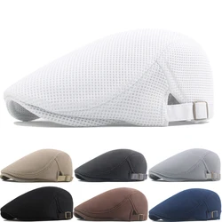 2023 nowa letnia męska czapka oddychająca siateczkowa czapka gazeciarza Outdoor Gorro Hombre Boina czapki golfowe modna jednolita kaszkiety dla kobiet