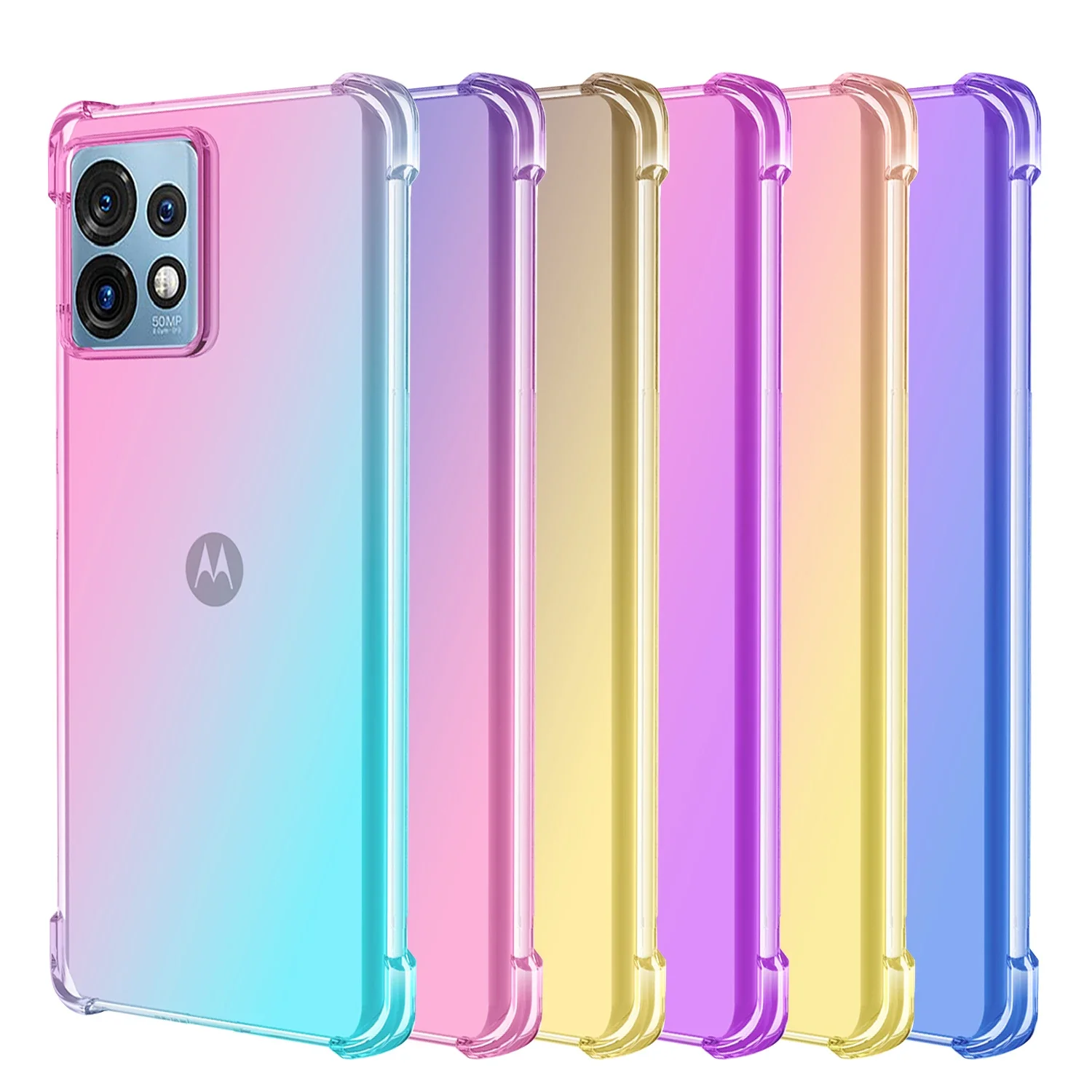 

Case for Moto E13 E22 E32 X40 Clear Cute Gradient Slim Anti Scratch Flexible TPU Shockproof Phone Cover for Moto ThinkPhone 5G